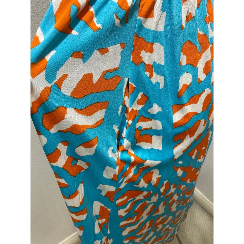 Diane Von Furstenberg Maxi Dress Halter Neckline Silk Blend Women’s Size 10 - Picture 5 of 7